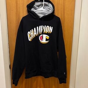 Champion Black and Gray Hoodie with Bold Logo